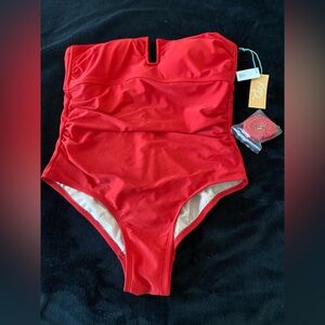 NWT Kona Sol x Target - Rouched Red Swimsuit Size 16